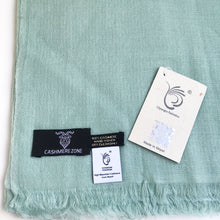 diamond weave cashmere shawl mint