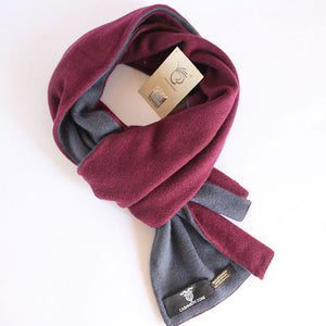 Burgundy Grey Reversible Pure Cashmere Scarf