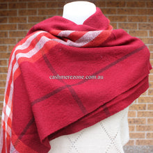 Red Check Cashmere Shawl Scarf