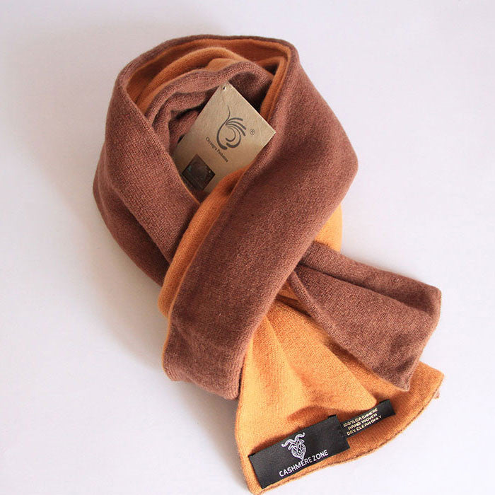 Chocolate Brown Reversible Pure Cashmere Scarf